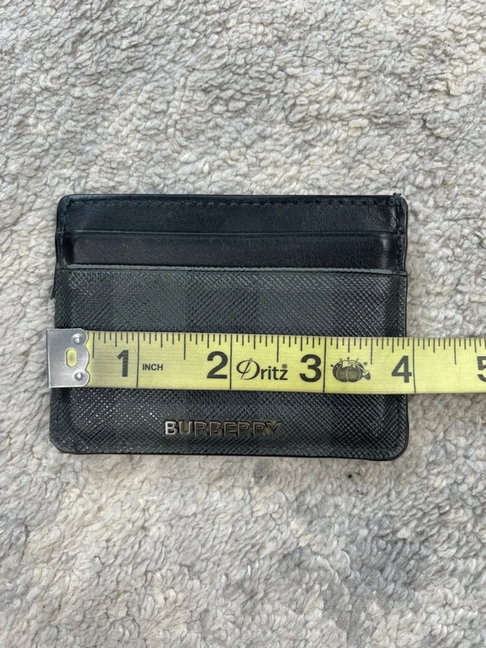 Burberry Sandon Check Leather Card Holder Case Charcoal